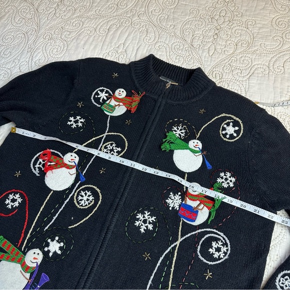 Vintage snowman ramie & cotton Christmas sweater sz L - Picture 4 of 8